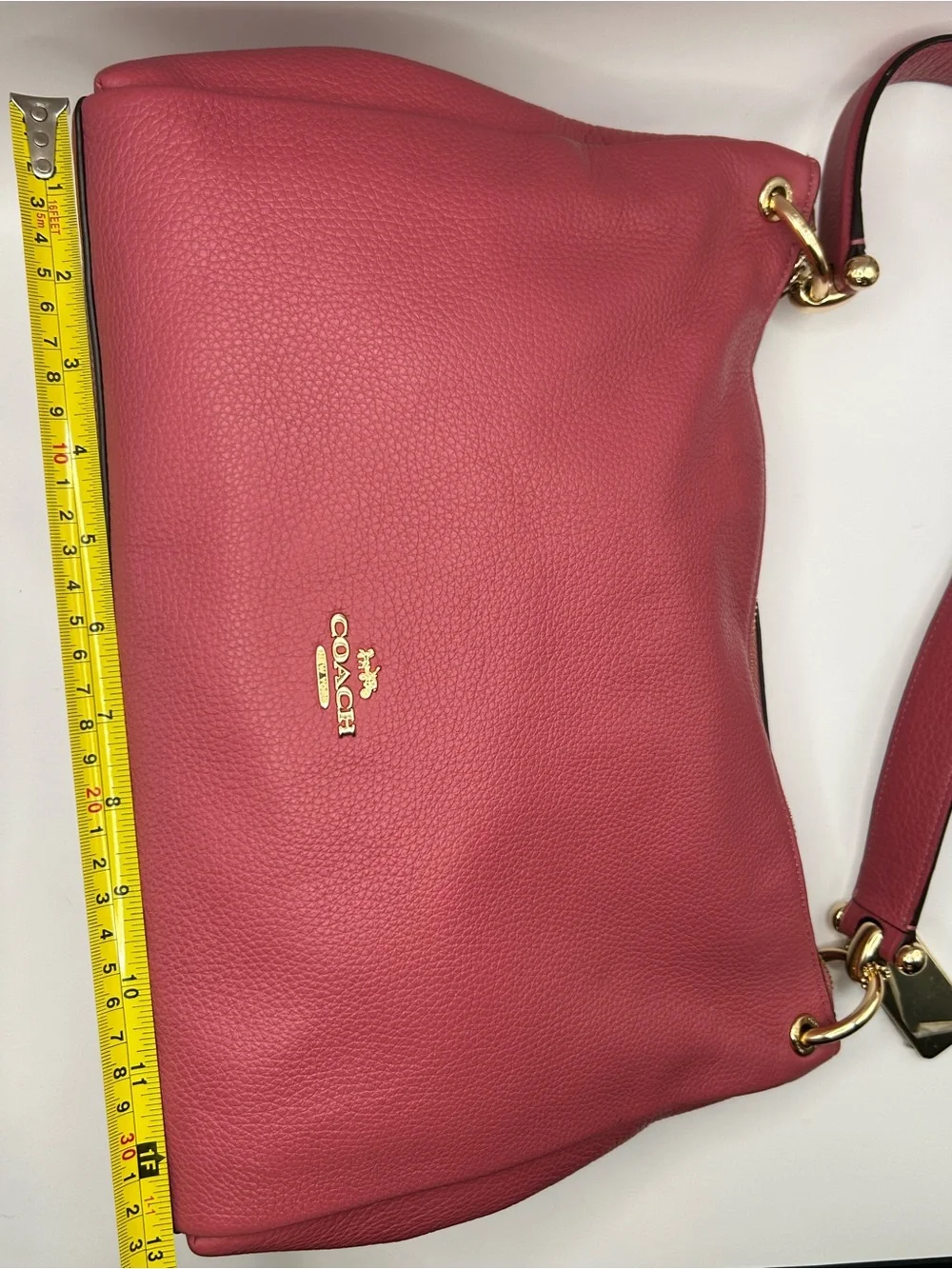 Coach Mia Pebbled Leather Shoulder and Crossbody in Raspberry